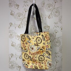Chic Rodeo Print Tote Bag with Black Straps